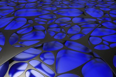 3D voronoi organik yapısı renkli arka plan üzerinde siyah