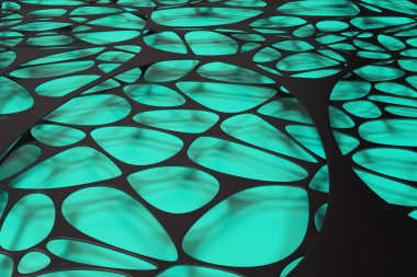 3D voronoi organik yapısı renkli arka plan üzerinde siyah