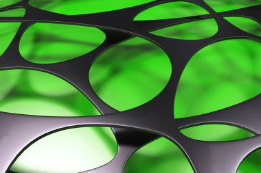 3D voronoi organik yapısı renkli arka plan üzerinde siyah