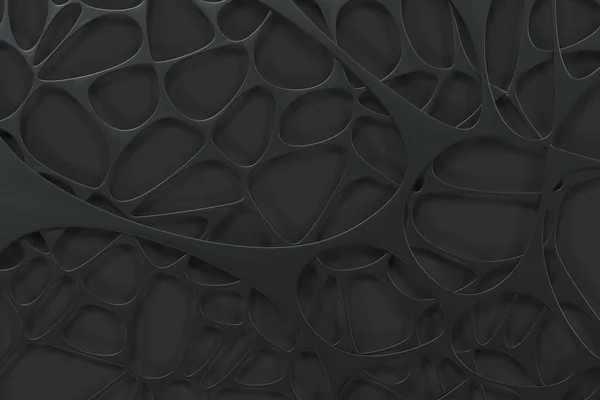 Abstracte 3d voronoi organische structuur op zwarte achtergrond — Stockfoto