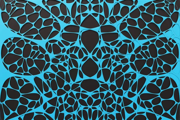 黒い背景に抽象的な 3 d のボロノイ有機の構造 — ストック写真