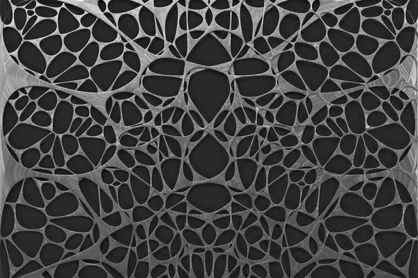 Estructura orgánica de metal cepillado voronoi sobre fondo negro — Foto de Stock
