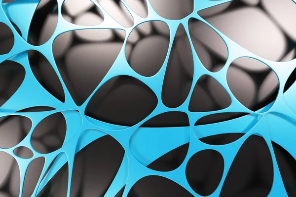 Abstract 3d voronoi organic structure on black background — Stock Photo, Image