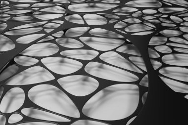 3D voronoi organik yapısı renkli arka plan üzerinde siyah