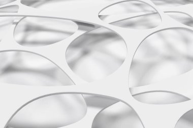 Beyaz arka plan üzerinde soyut 3d voronoi organik yapı