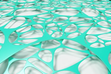 Beyaz arka plan üzerinde renkli 3d voronoi organik yapısı