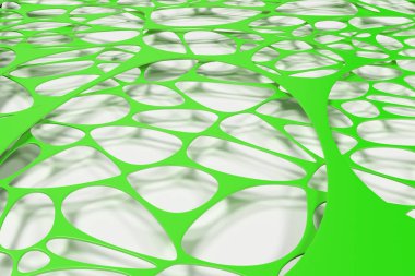 Beyaz arka plan üzerinde renkli 3d voronoi organik yapısı