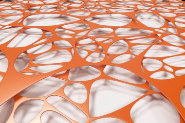 Beyaz arka plan üzerinde renkli 3d voronoi organik yapısı