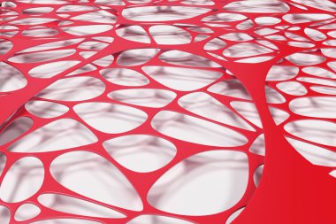 Beyaz arka plan üzerinde renkli 3d voronoi organik yapısı