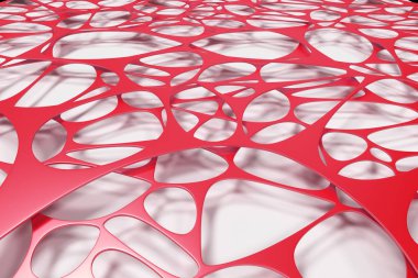 Beyaz arka plan üzerinde renkli 3d voronoi organik yapısı