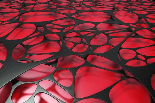 Μαύρο 3d voronoi οργανική δομή σε έγχρωμο φόντο — Φωτογραφία Αρχείου