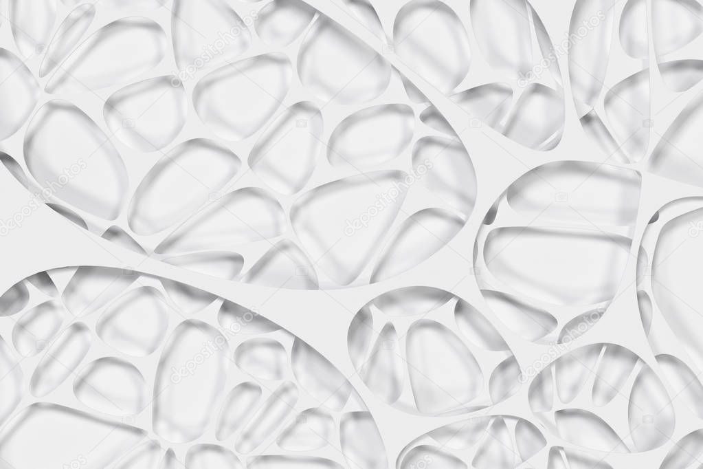 Abstract 3d voronoi organic structure on white background
