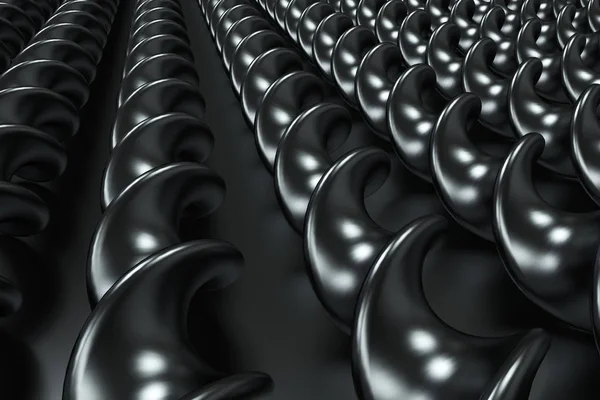 Чорні пластикові спіральні палички на чорному тлі — стокове фото