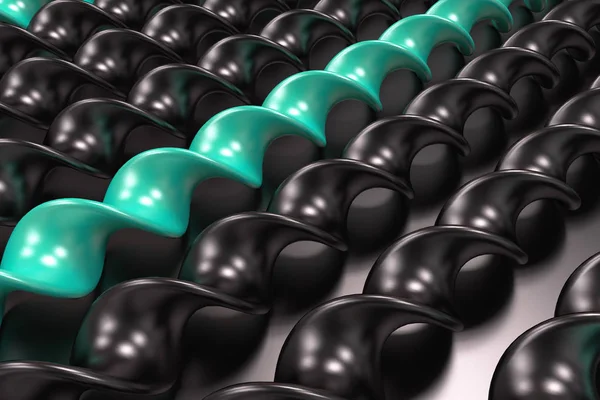 Siyah arka plan üzerine siyah ve mavi plastik spiral sopa