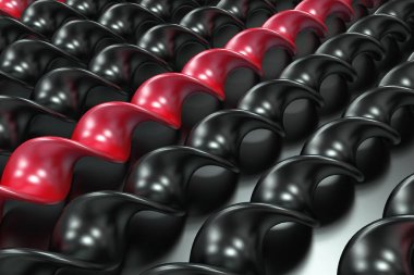 Siyah arka plan üzerine siyah ve kırmızı plastik spiral sopa