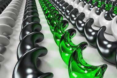 Siyah ve beyaz plastik ve yeşil cam sarmal sopa beyaz b