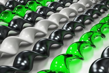 Siyah ve beyaz plastik ve yeşil cam sarmal sopa beyaz b