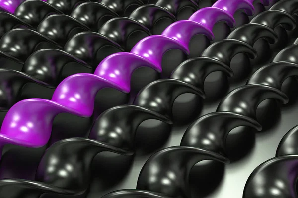 黒の背景に黒と紫のプラスチック製スパイラル棒 — ストック写真