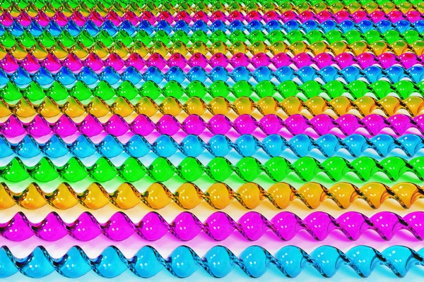 Скляні спіральні палички різних кольорів на білому тлі — стокове фото