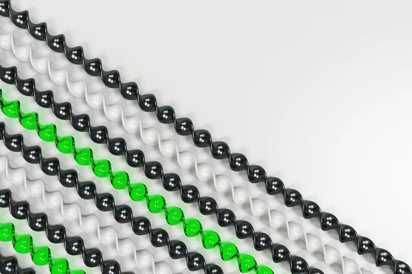Palos espirales de plástico y vidrio verde en blanco y negro b — Foto de Stock