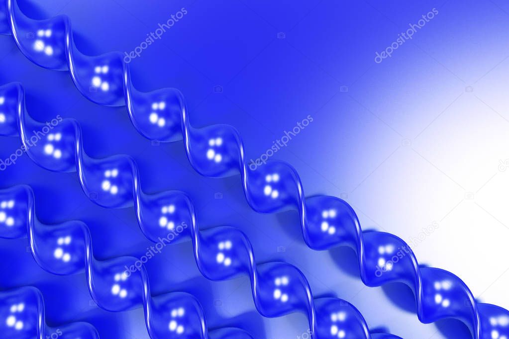 Blue plastic spiral sticks on blue background
