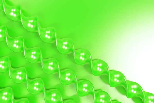 Zielone plastikowe spiralne ramiona na zielonym tle — Zdjęcie stockowe