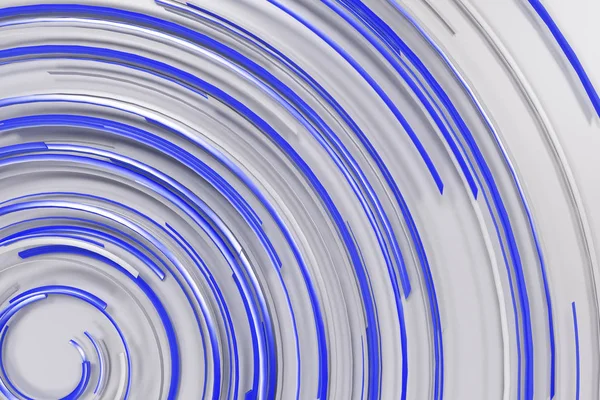 Spirale concentrique blanche avec des éléments bleus lumineux sur le dos blanc — Photo