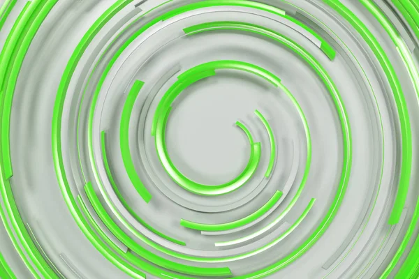 Beyaz konsantrik Helisel yeşil parlayan elemanları ile beyaz bac — Stok fotoğraf