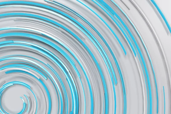 Spirale concentrique blanche avec des éléments bleus lumineux sur le dos blanc — Photo
