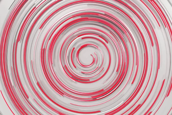 Witte concentrische spiraal met rood gloeiende elementen op witte backg — Stockfoto