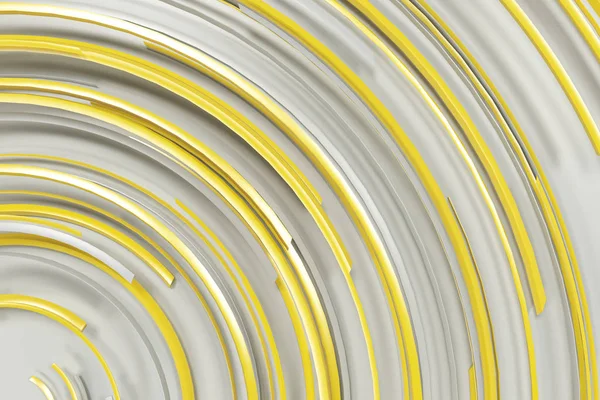 Spirale concentrique blanche avec des éléments jaunes lumineux sur ba blanc — Photo