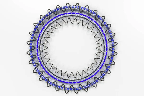 Forme concentrique en anneaux et spirales sur fond blanc — Photo
