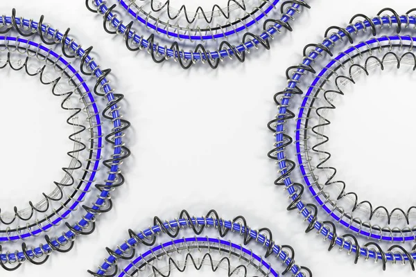 Концентрические фигуры из колец и спиралей на белом — стоковое фото