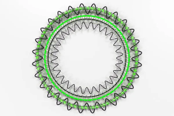 Forma concéntrica hecha de anillos y espirales sobre fondo blanco — Foto de Stock