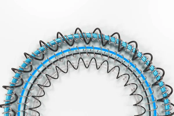 Konzentrische Form aus Ringen und Spiralen auf weißem Hintergrund — Stockfoto