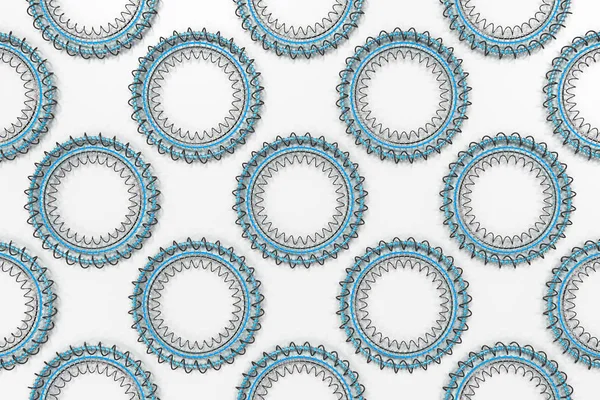 Pattern of concentric shapes made of rings and spirals on white — Stock Photo, Image