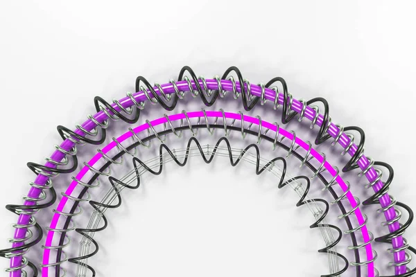 Forma concentrica fatta di anelli e spirali su sfondo bianco — Foto Stock