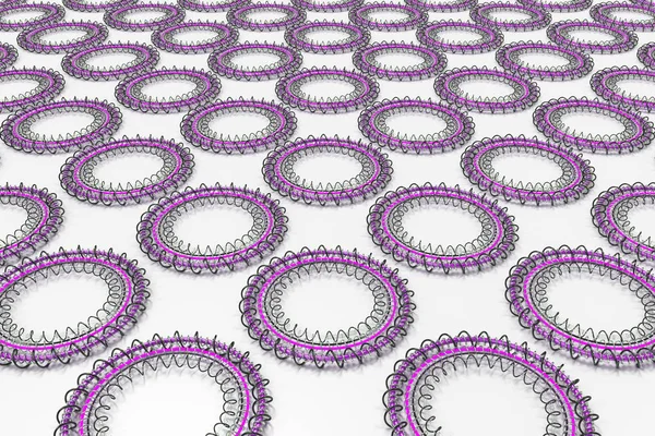 Modèle de formes concentriques en anneaux et spirales sur blanc — Photo