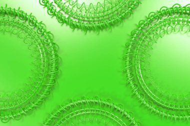 Yüzük ve spiraller yeşil desen eşmerkezli şekiller yapılmış 