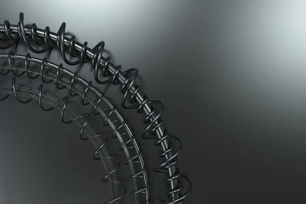 Forma concéntrica hecha de anillos y espirales sobre fondo negro —  Fotos de Stock