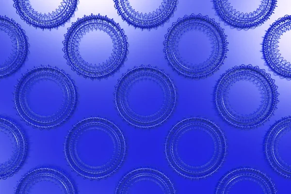 Patrón de formas concéntricas hechas de anillos y espirales en azul b — Foto de Stock
