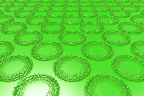 Patrón de formas concéntricas hechas de anillos y espirales en verde — Foto de Stock