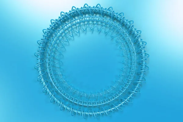 Ομόκεντρα σχήμα κατασκευασμένο από κρίκους και σπείρες σε μπλε φόντο — Φωτογραφία Αρχείου