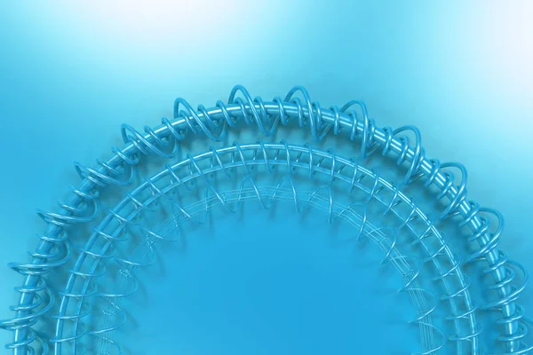 Samankeskinen muoto valmistettu renkaat ja spiraalit sinisellä pohjalla — kuvapankkivalokuva