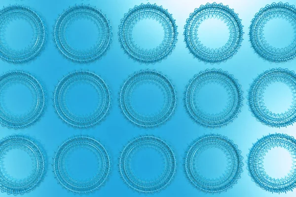Шаблон концентрических форм из колец и спиралей на голубом языке b — стоковое фото