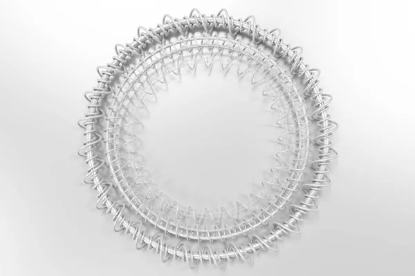 Samankeskinen muoto valmistettu renkaat ja spiraalit valkoisella pohjalla — kuvapankkivalokuva
