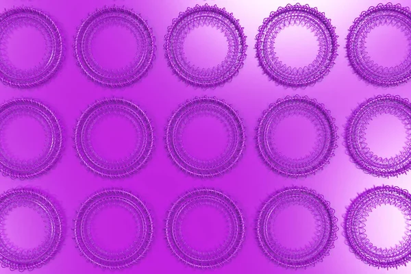 Patrón de formas concéntricas hechas de anillos y espirales sobre violeta — Foto de Stock