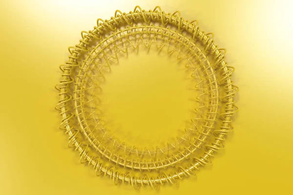 Forme concentrique en anneaux et spirales sur fond jaune — Photo