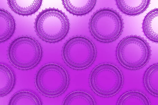 Patrón de formas concéntricas hechas de anillos y espirales sobre violeta — Foto de Stock