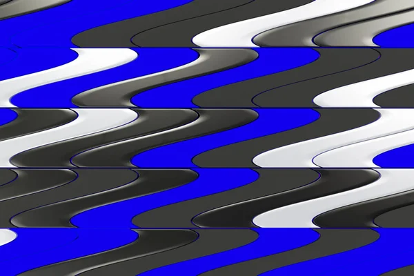 黑色、 白色和蓝色的模式扭曲挤压的形状 — 图库照片